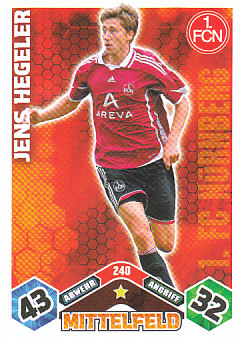 Jens Hegeler 1. FC Nurnberg 2010/11 Topps MA Bundesliga #240